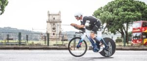 Ironman Cascais 2023 - bike Ku Cycle passing Torre de Belem